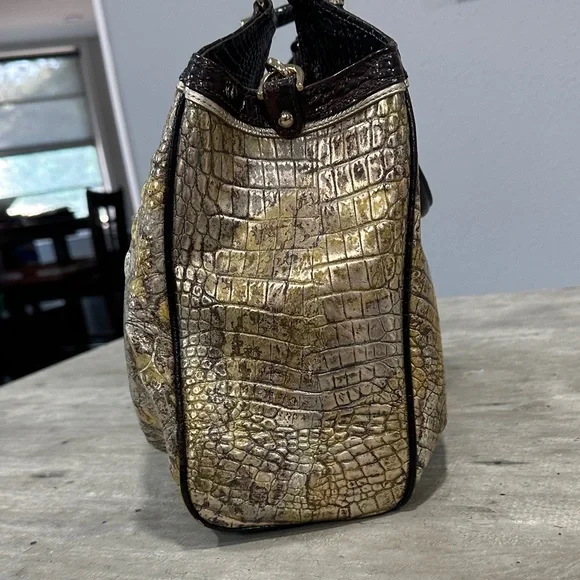 Brahmin Gold and Black Crocodile Shoulder Bag